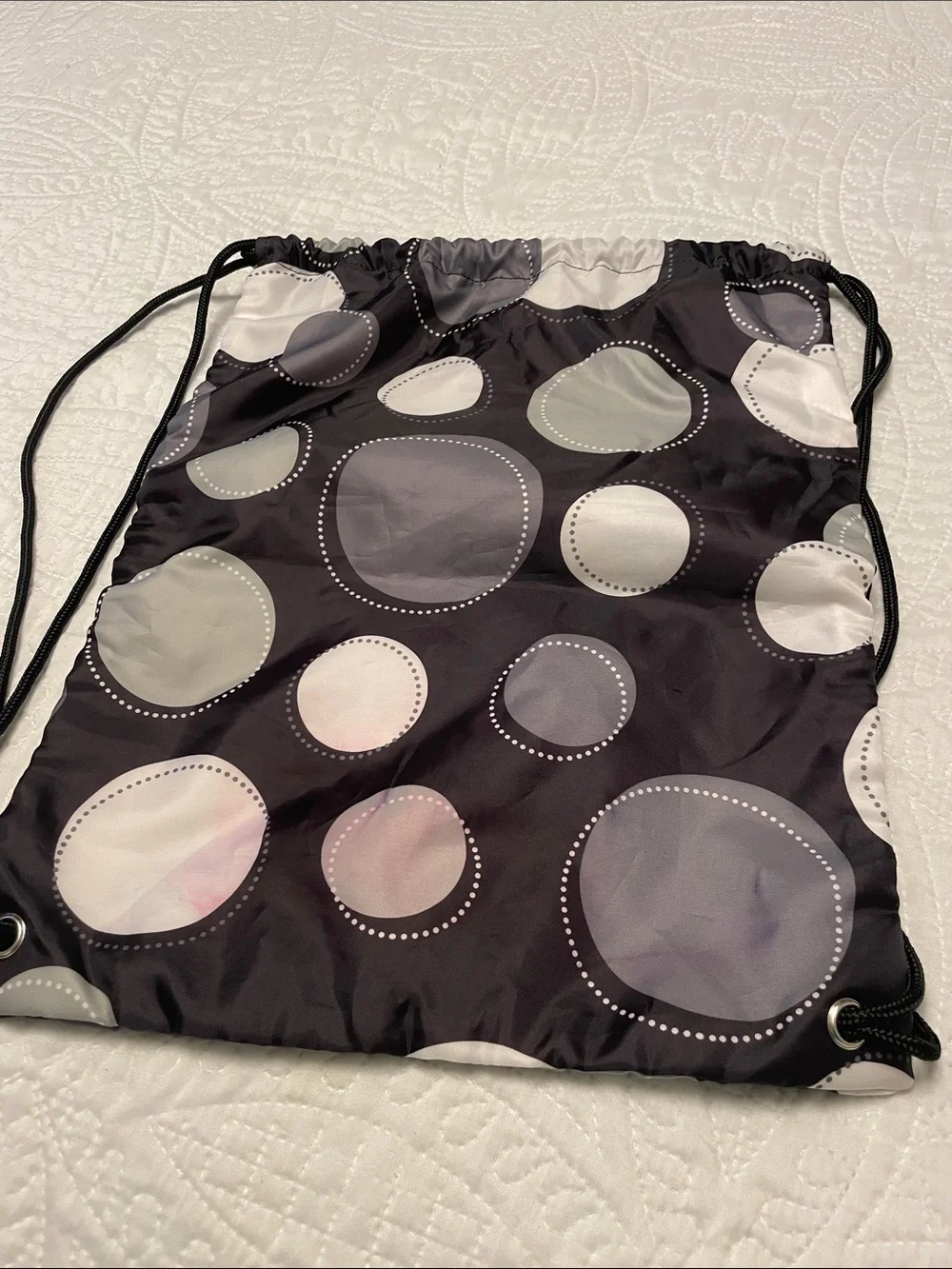 Thirty-One CINCH SAC SACK Drawstring Backpack Dot Pattern SPORTS STAR Embroider
